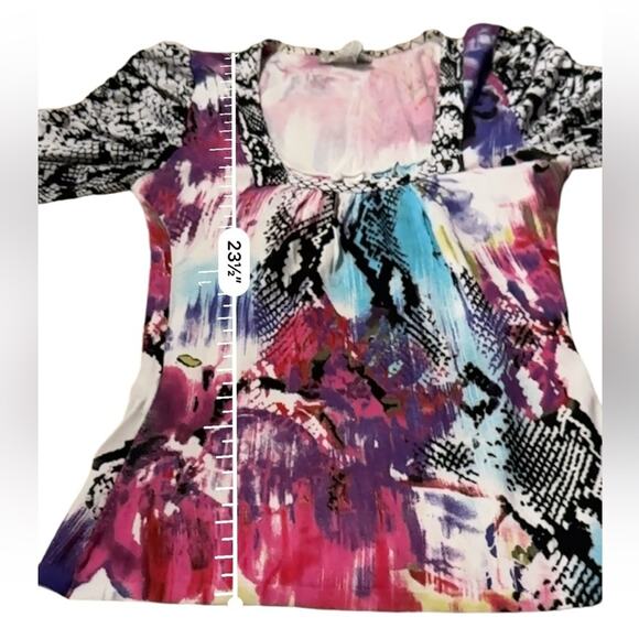 Alberto Makali Multicolor Abstract Black‎ & White Snakeskin Print Top Sz S - Picture 5 of 5